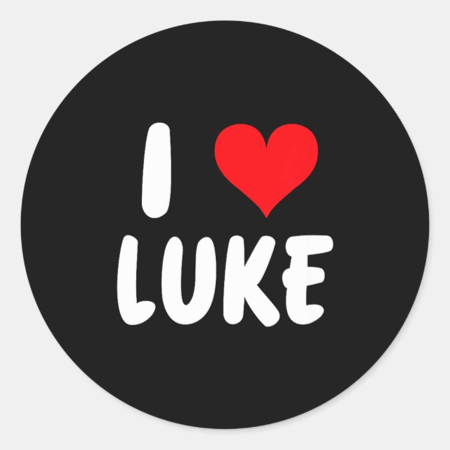 Sticker Rond I Love Luke - Heart - Name  (Devant)