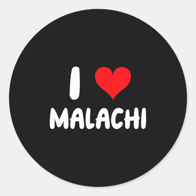 Sticker Rond I Love Malachi - Heart - Name  (Devant)
