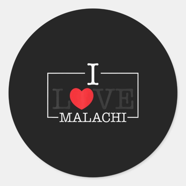 Sticker Rond I Love Malachi Heart Nom de famille Malachi Super (Devant)