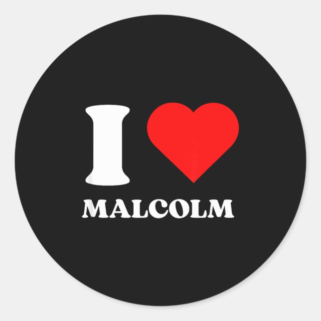 Sticker Rond I Love Malcolm I Heart Malcolm Name Y2k Valentines (Devant)