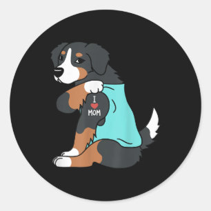 Sticker Rond I Love Maman Tattoo Bernese Mountain Dog Funny Mot