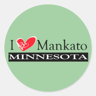 Sticker Rond I Love Mankato Minnesota