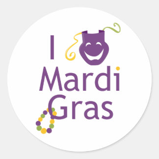Sticker Rond I Love Mardi Gras Parade