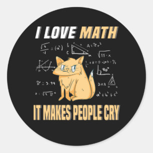 Sticker Rond I Love Math Chat Kitten Mathegenie Enseignant Math