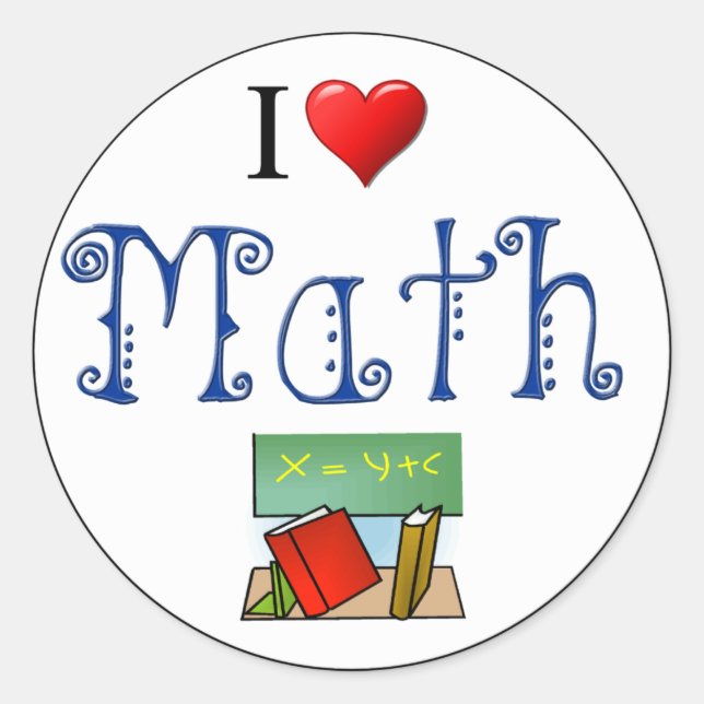 Sticker Rond I Love Math Heart Books Salle de classe (Devant)
