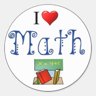 Sticker Rond I Love Math Heart Books Salle de classe