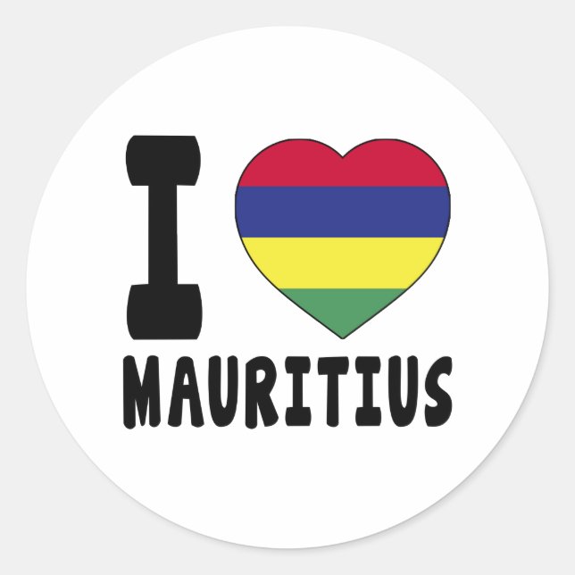 Sticker Rond I Love Mauritius (Devant)