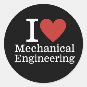 Sticker Rond I ❤️ Love Mechanical Engineering - Étudiant/Facult