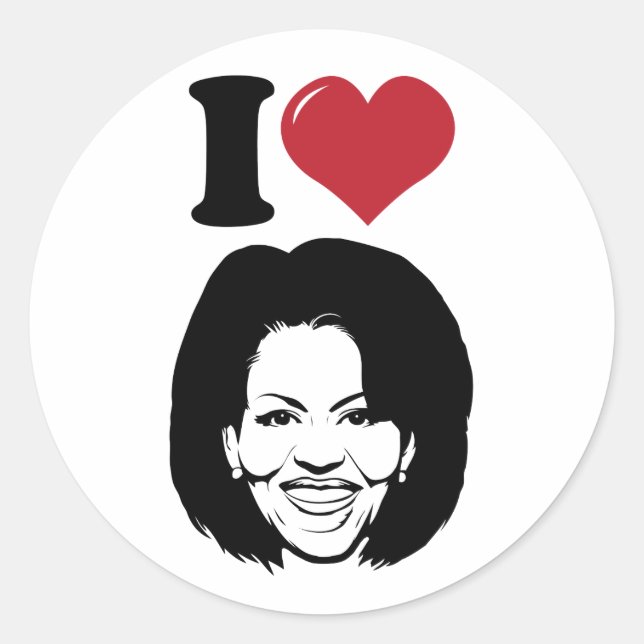 Sticker Rond I Love Michelle Obama (Devant)