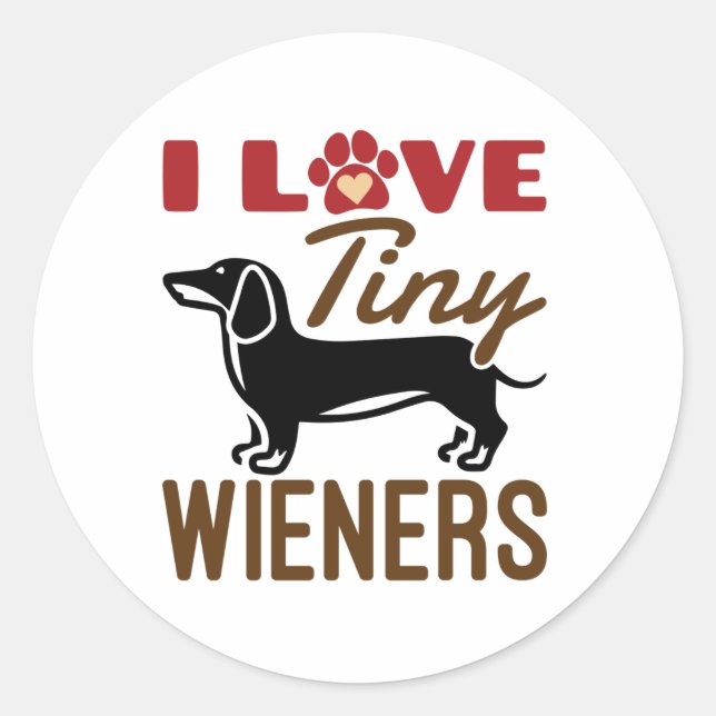 Sticker Rond I Love Miniature Dachshund Doxie (Devant)