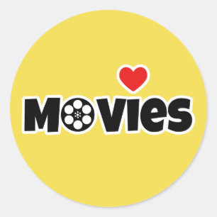 Sticker Rond I love movies