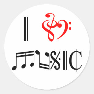 Sticker Rond I Love Music