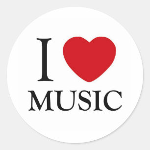 Sticker Rond I Love Music