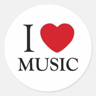 Sticker Rond I Love Music