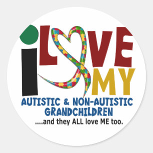 Sticker Rond I Love My Autistic & Non Autistic Grandchildren 2