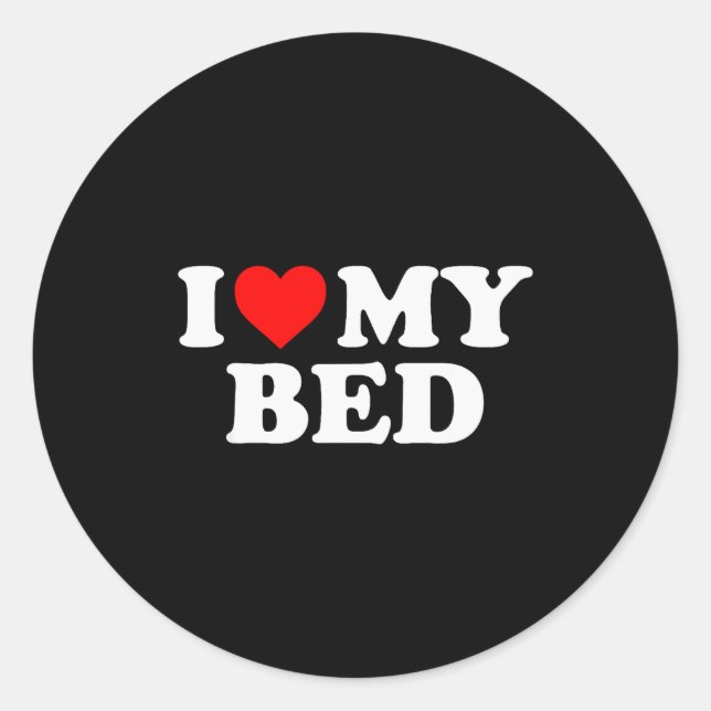 Sticker Rond I Love My Bed - Red Heart  (Devant)