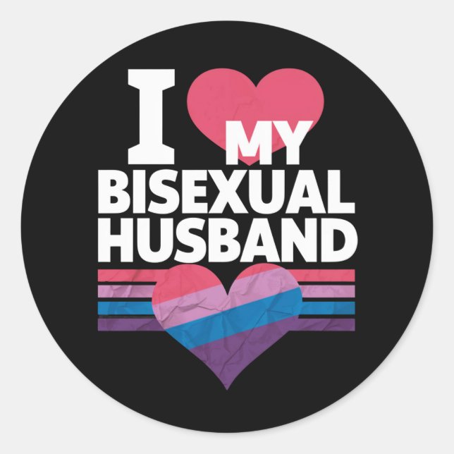 Sticker Rond I Love My Bisexual Mari Bi Pride Bisexual Flag (Devant)