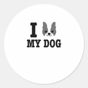 Sticker Rond I Love My Boston Terrier Dog Propriétaire Animaux 