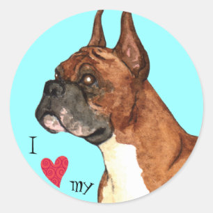 Sticker Rond I Love my Boxer