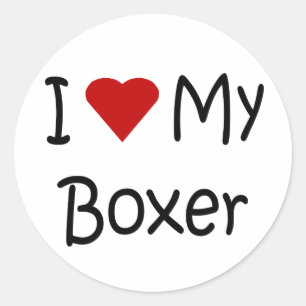 Sticker Rond I Love My Boxer Chien race Lover cadeaux et vêteme