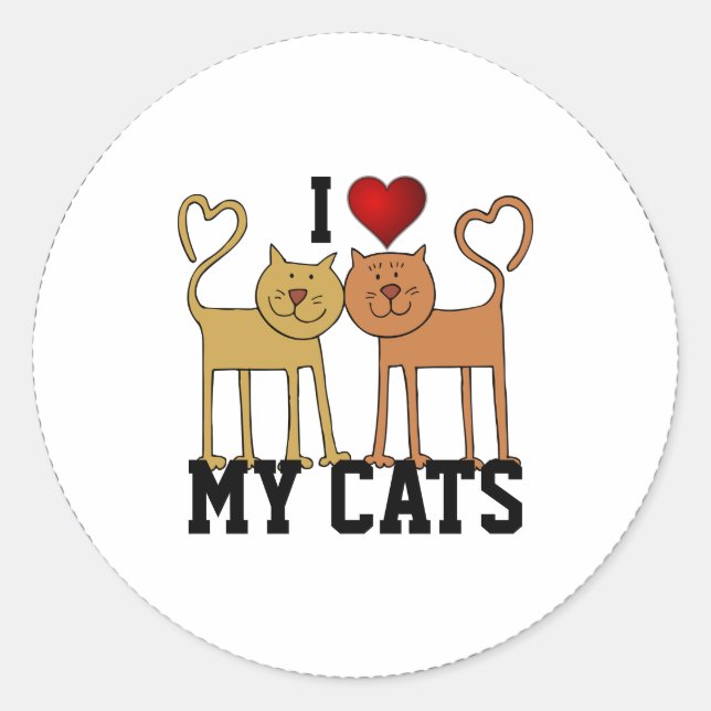 Sticker Rond I Love My Cats, design populaire, (Devant)