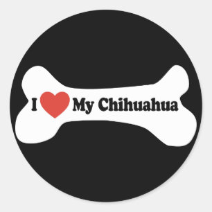 Sticker Rond I Love My Chihuahua - Chien Bone