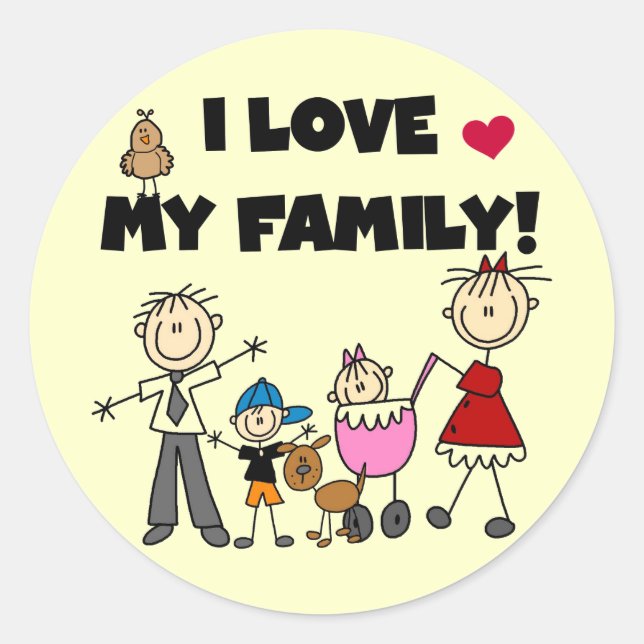 Sticker Rond I Love My Family Tshirts and Gifts (Devant)