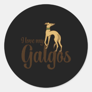 Sticker Rond I Love My Galgos Fawn Galgo