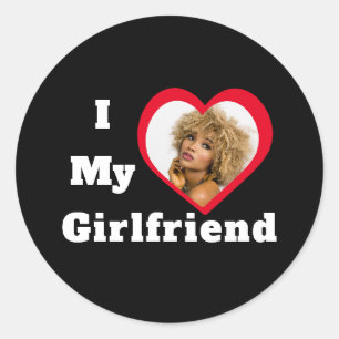 Sticker Rond I Love My Girlfriend Base Photo personnalisée