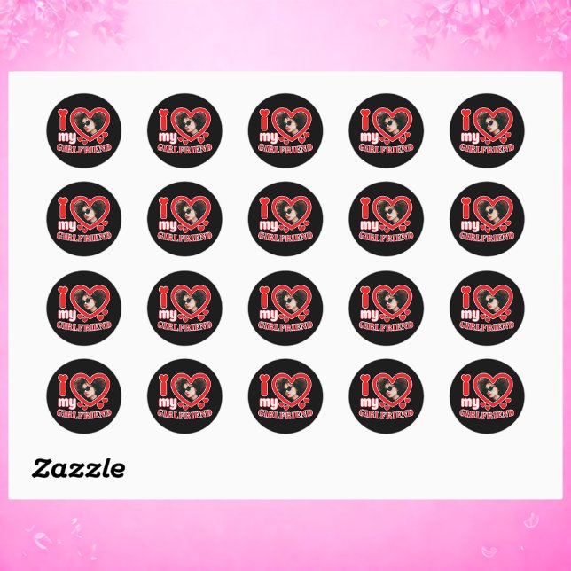 Sticker Rond I Love My Girlfriend Personnalisé (Créateur téléchargé)