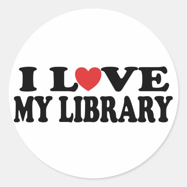 Sticker Rond I Love My Library Librarian Gift (Devant)