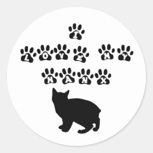 Sticker Rond I Love My Manx—Black Text