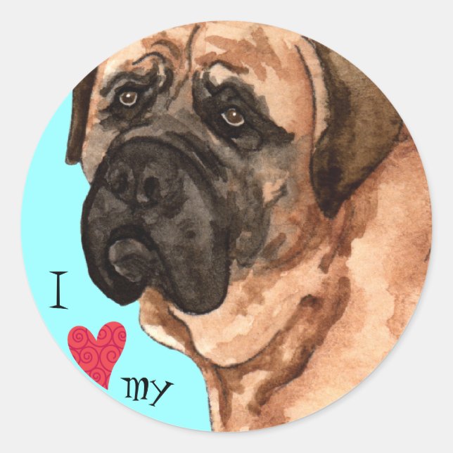 Sticker Rond I Love my mastiff (Devant)