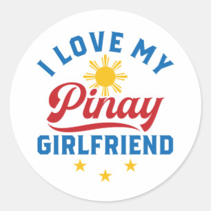 Sticker Rond I Love My Pinay Girlfriend Filipina Philippines