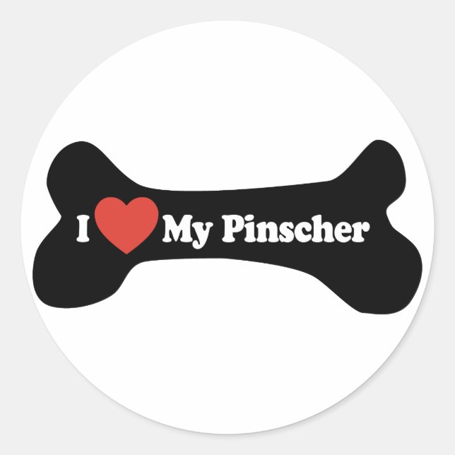 Sticker Rond I Love My Pinscher - Chien Bone (Devant)