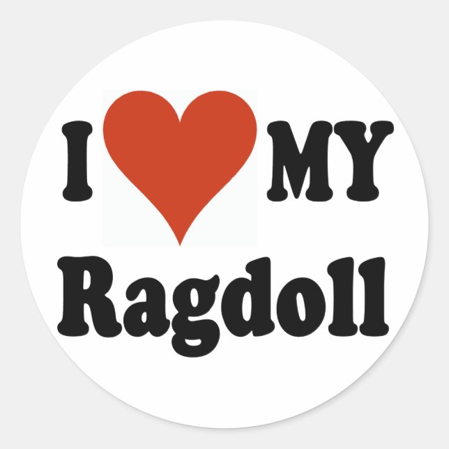 Sticker Rond I Love My Ragdoll Chat Merchandise (Devant)