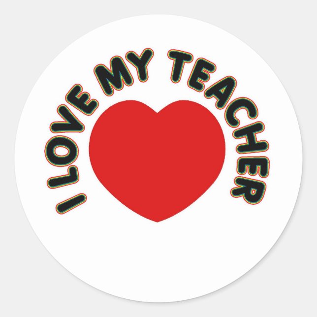 Sticker Rond I Love My Teacher (coeur) (Devant)