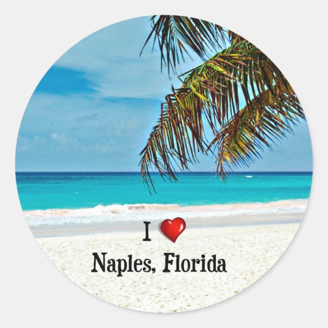 Sticker Rond I Love Naples, Floride (Devant)