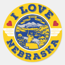I Love Nebraska State Drapeau and Map