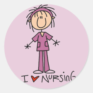 Sticker Rond I Love Nursing Tshirts and Gifts