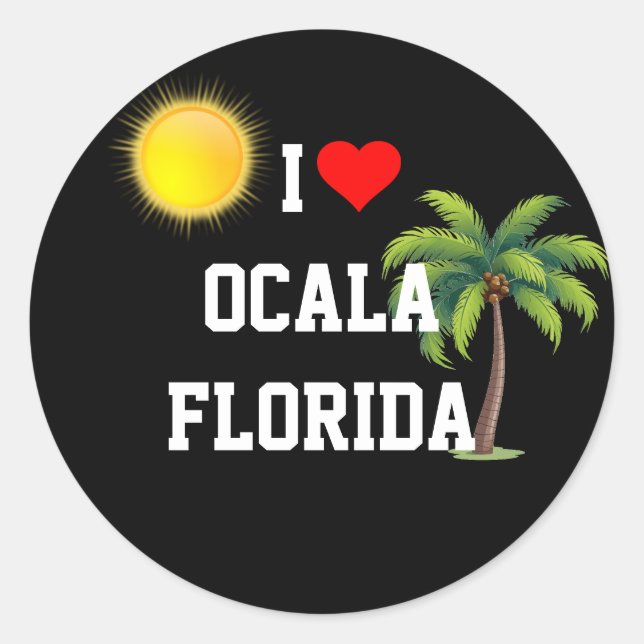 Sticker Rond I Love Ocala, Floride (Devant)