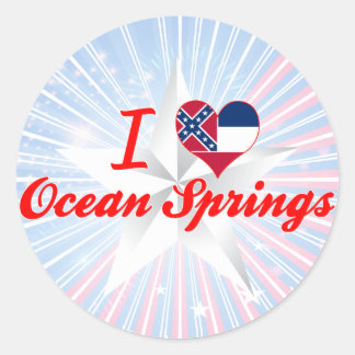 Sticker Rond I Love Ocean Springs, Mississippi