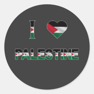 Sticker Rond I Love Palestine Heart Flag Unité Liberté