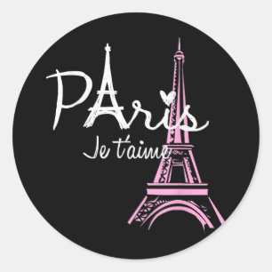 Sticker Rond I Love Paris Tour Eiffel France Souvenir français