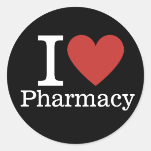 Sticker Rond I ❤️ Love Pharmacy for Students/Faculty CUSTOM