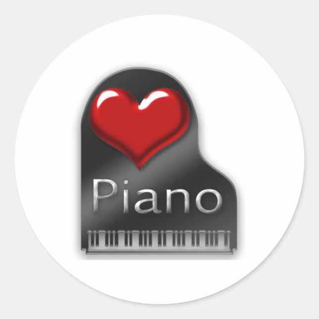 Sticker Rond I Love Piano (Devant)