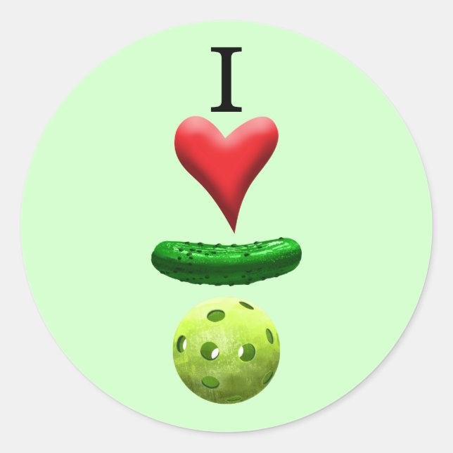 Sticker Rond I Love Pickleball - Vert - (Devant)