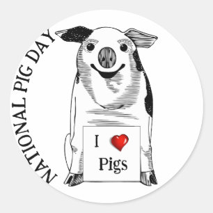 Sticker Rond I Love Pigs * Journée nationale du porc