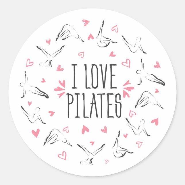 Sticker Rond I LOVE PILATES Pilates Poses en forme de cercle (Devant)