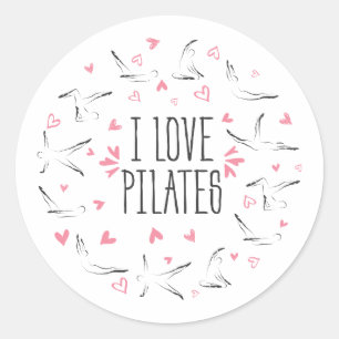 Sticker Rond I LOVE PILATES Pilates Poses en forme de cercle